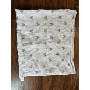 Cloud Island Muslin Lovey Baby Security Blanket White Metallic Gold Heart Swaddl